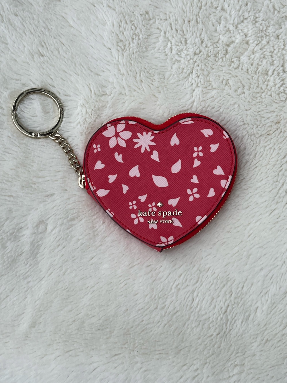 NWOT Kate Spade red and light pink heart coin pouch key fob/coin purse - Picture 10 of 10
